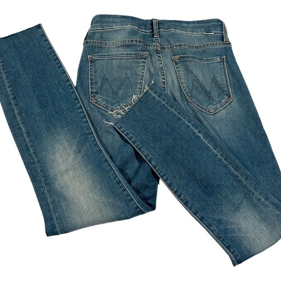 Mother The Looker Ankle Fray In Birds Of Paradise Medium Wash Size 24 Inseam 25" - Picture 2 of 16